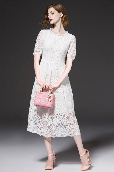 knee length dresses for ladies Reet Lace Midi Dress – Retrofete main image 0