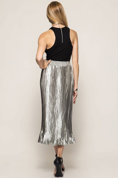 スカート crank / Frill pleated midi skirt_gray CRANK FRILL PLEATS MIDI SKIRT_GREY
