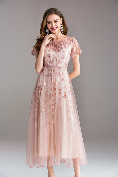 Lace Maxi Dress W/ Beads - Prom Dress Homecoming Dress