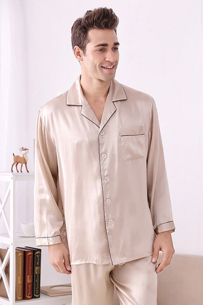 Silk Pajama Shirt for Man in Brown