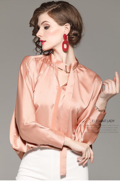 トップス Rose choker satin puff blouse Rose choker satin puff blouse – Treat Ürself
