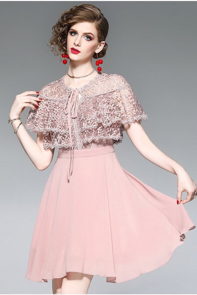 Layered Lace Top Dress - Pink Lace Dress - Dress Album