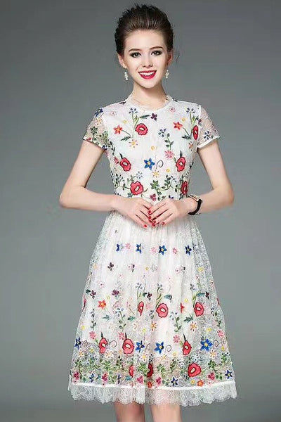 ワンピース Audire Flower broidery lace dress Flower broidery lace dress (Black) – Audire