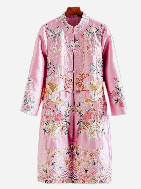 Birds Embroidered Qipao Dress - Dress Album