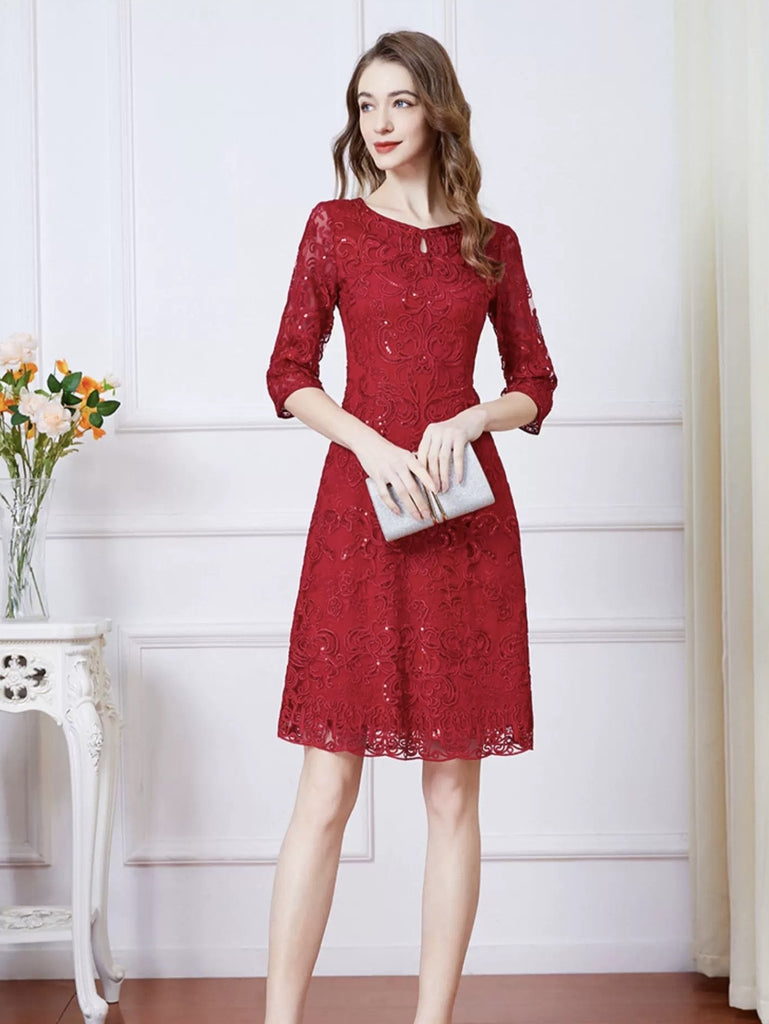 Lace Midi Dress W/ Sequin