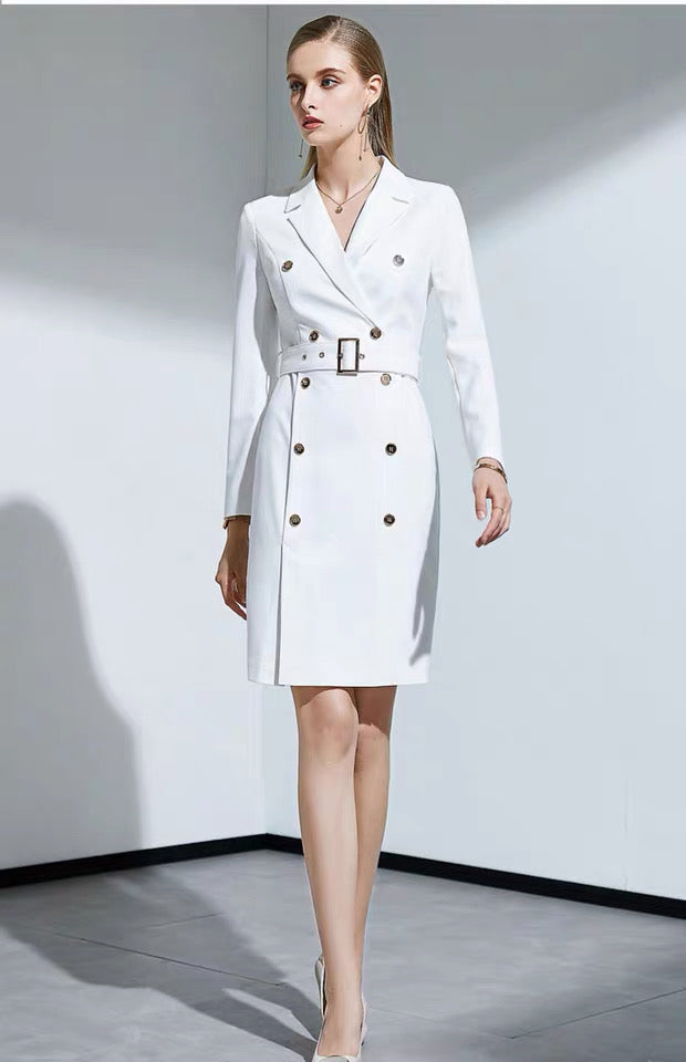 Double Breasted Blazer Dress W/ Belt