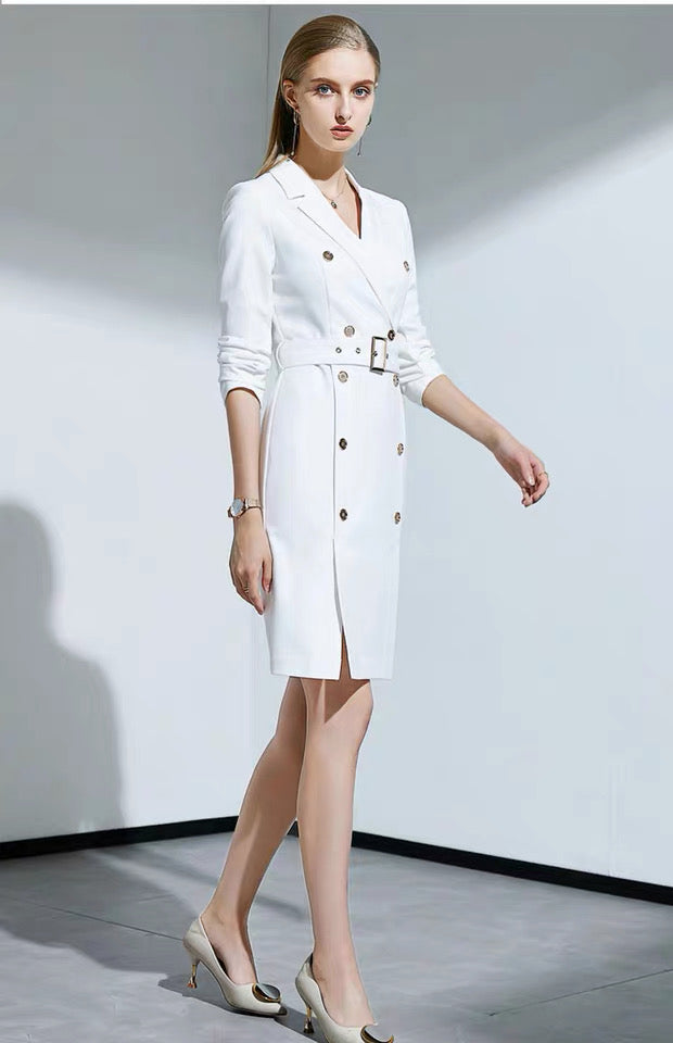 Double Breasted Blazer Dress W/ Belt