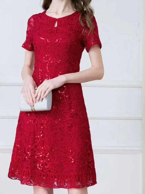 Lace Midi Dress W/ Sequin