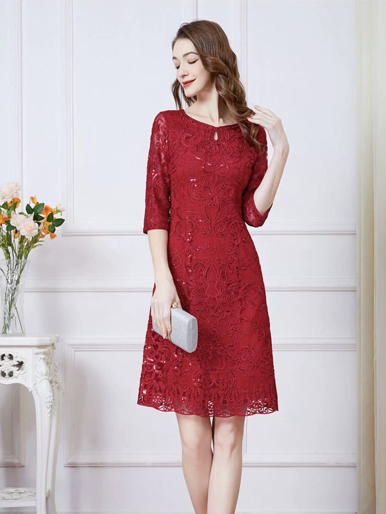 Lace Midi Dress W/ Sequin