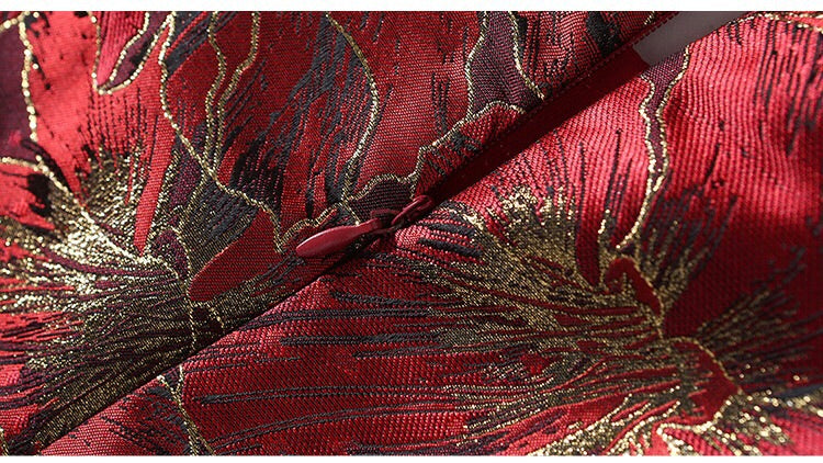 Red Pleated Dress W/ Belt