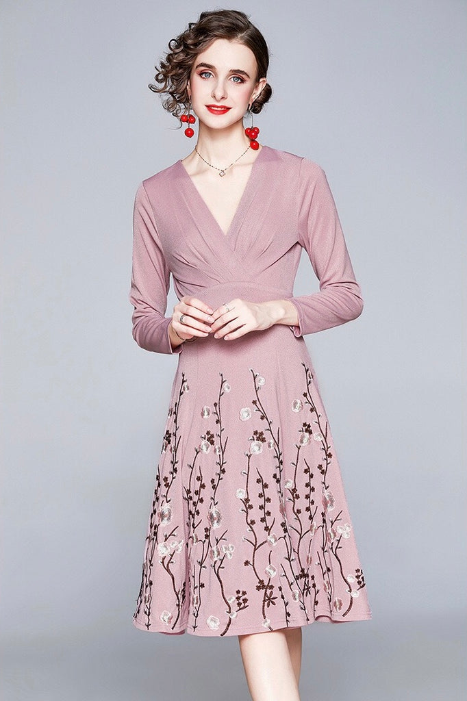 Dress W/ Embroidered Flower Patches