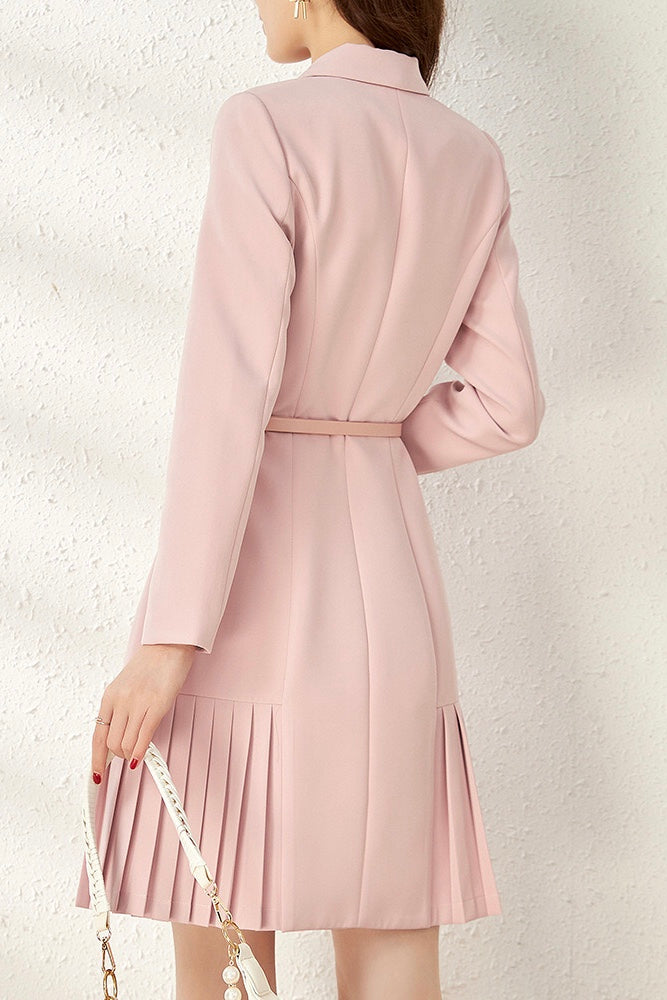 Double Breasted Ruffle Hem Dress