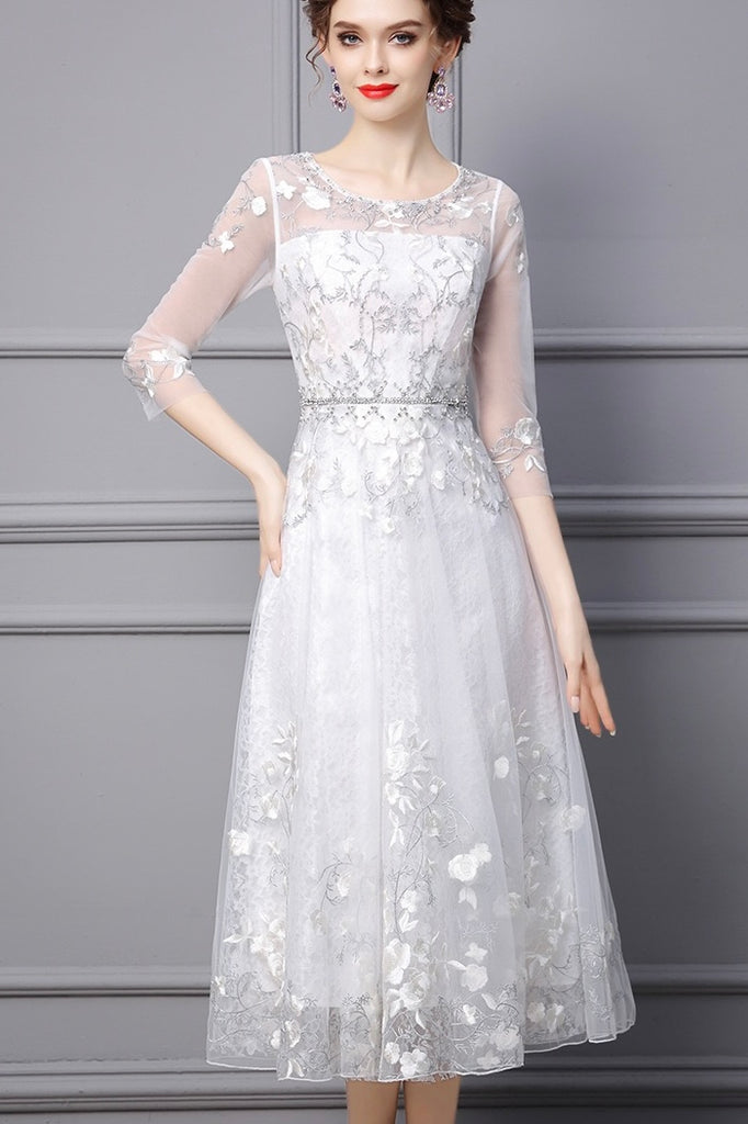 Lace Dress W/ Embroidery