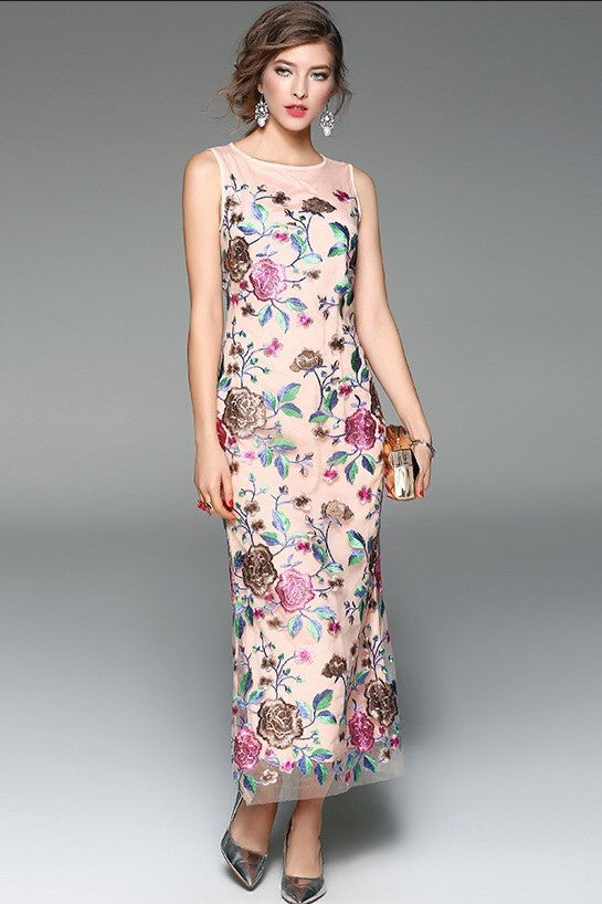 Floral Embroidered Gown