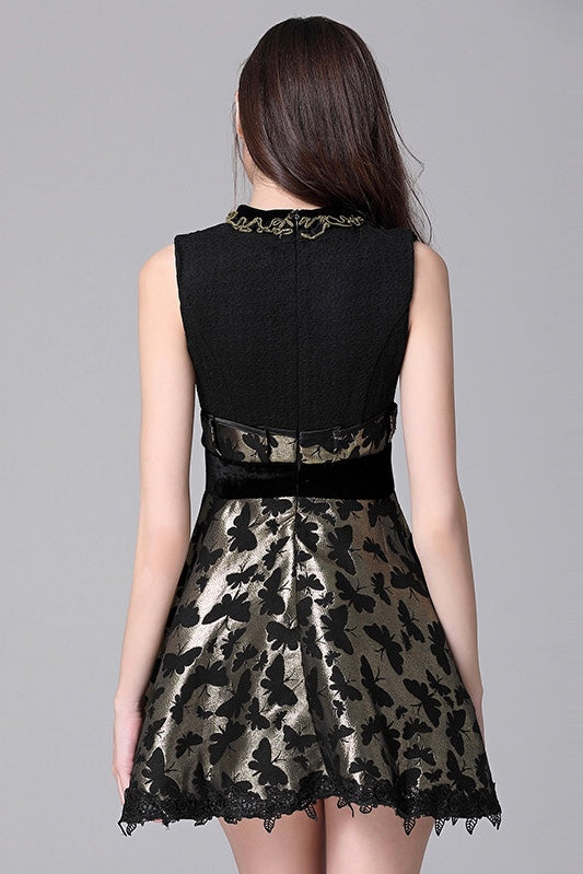 Embroidered Gold Butterfly Dress