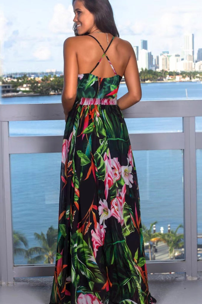 Tropical Print Maxi Dress