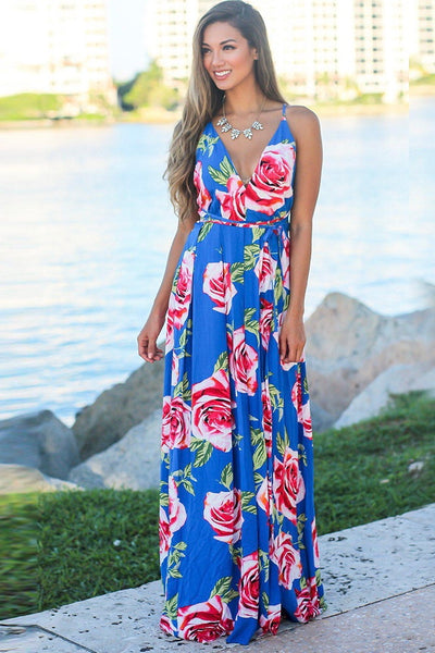 Floral Maxi Dress W/ Crochet Waist - Soieblu Dress | Soieblu - Dress Album Floral Maxi Dress W/ Crochet Waist - Soieblu Dress | Soieblu - Dress Album