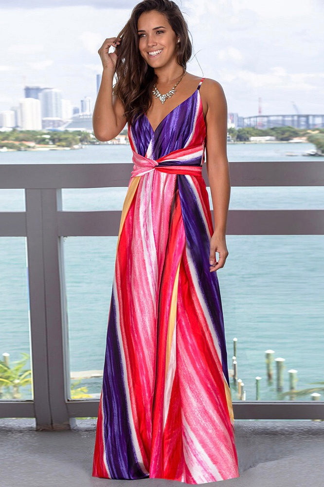 Tropical Print Maxi Dress