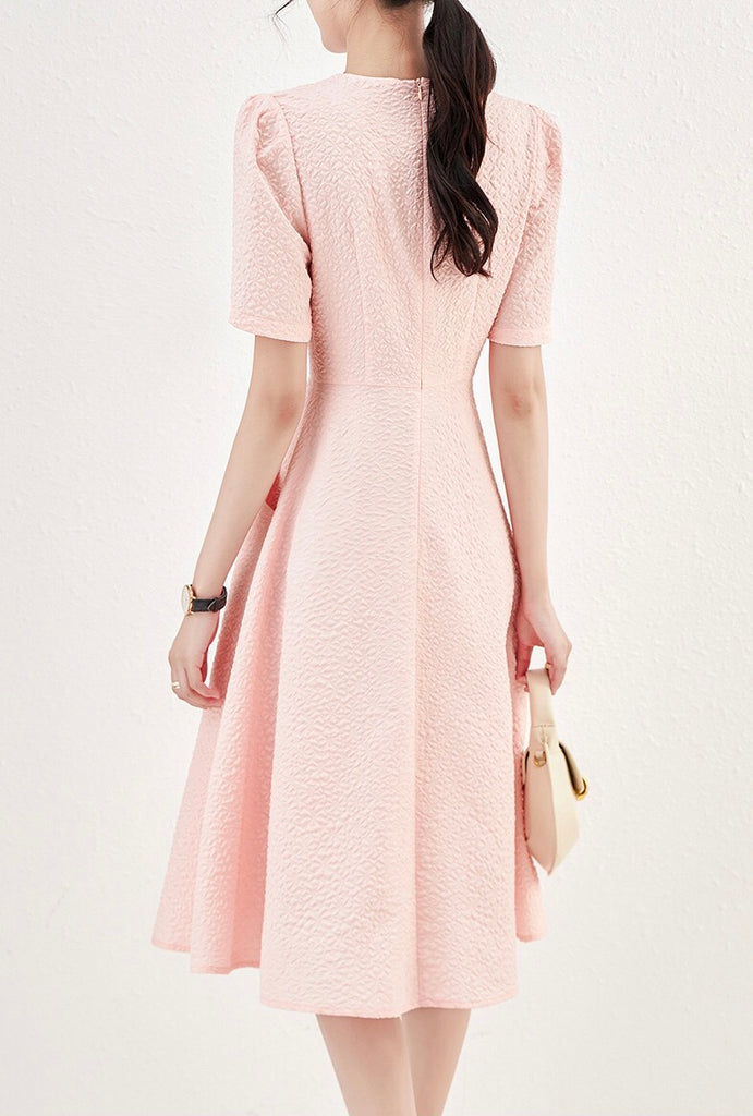 Beaded Dress W/ Seersucker Fabric