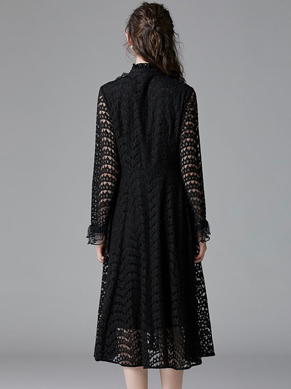 Lace Dress W/ Beaded Ruffles