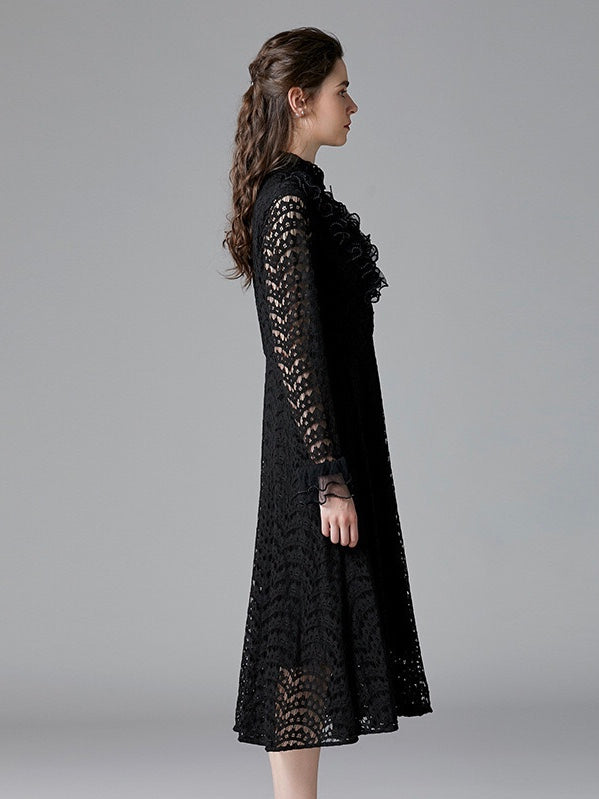 Lace Dress W/ Beaded Ruffles