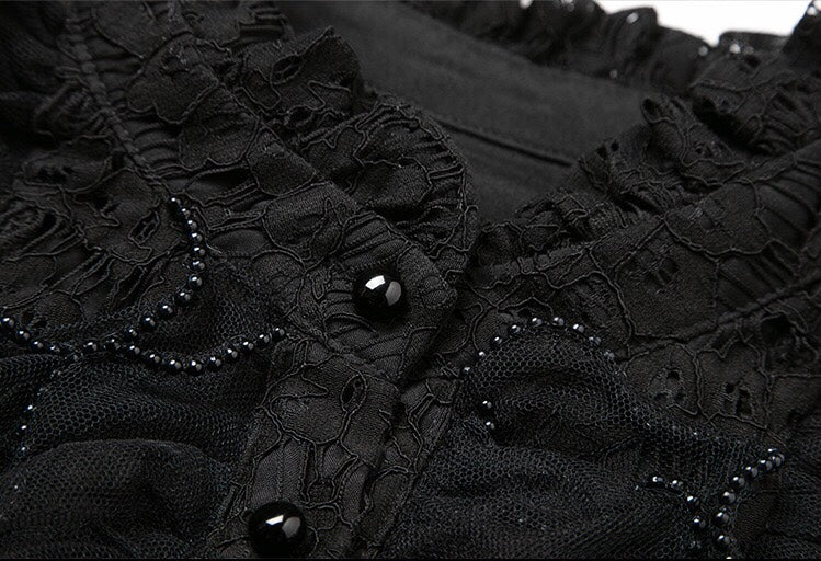 Lace Dress W/ Beaded Ruffles