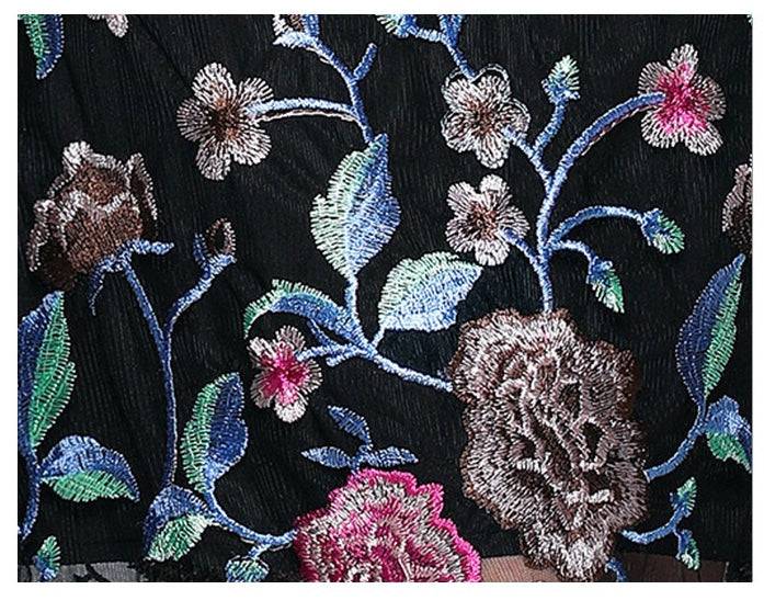 Black Floral Embroidered Dress