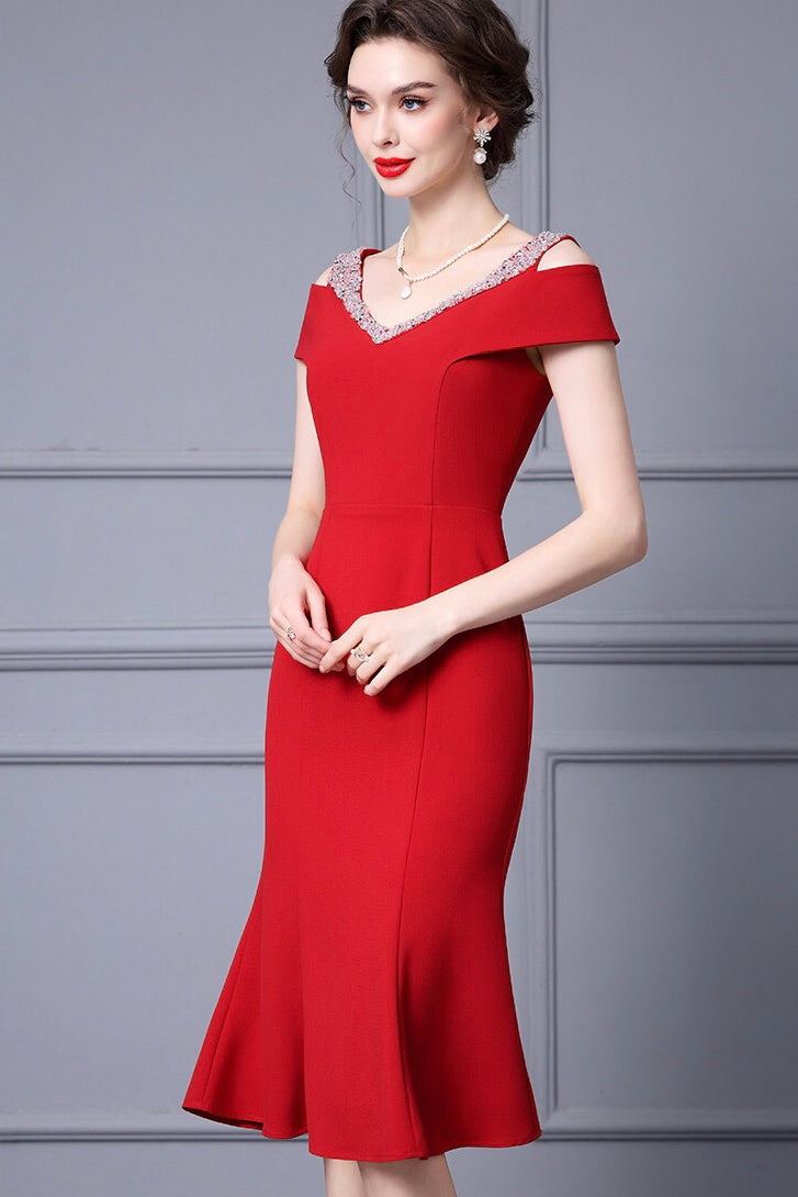 red bodycon fishtail dress Sculpt Women's Maxi Dress Bodycon Fishtail, Long Sleeve Square Neck Maisoneuf