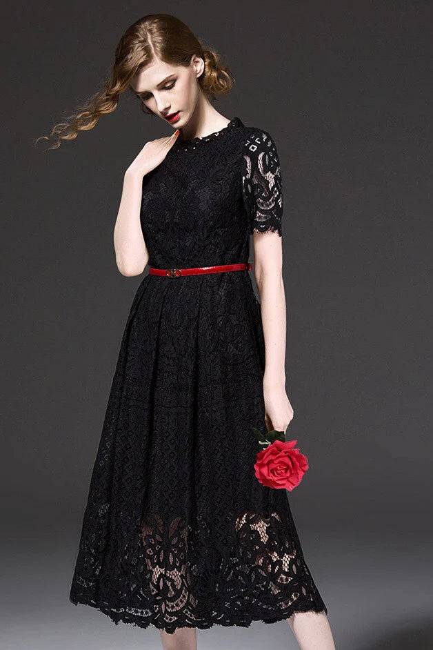 Black All Over Lace Dress - Dress Album