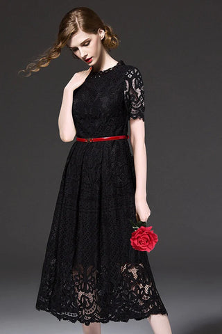 Black All Over Lace Dress - Dress Album