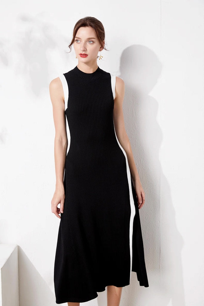 Black and White Contrast Dress