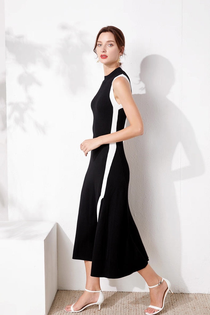 Black and White Contrast Dress