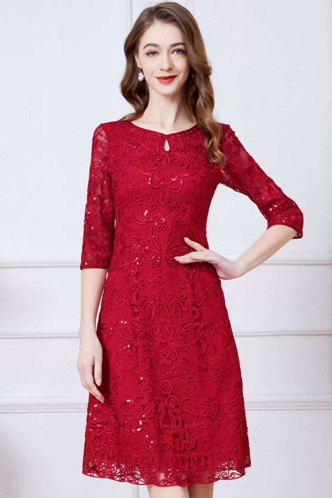 Lace Midi Dress W/ Sequin