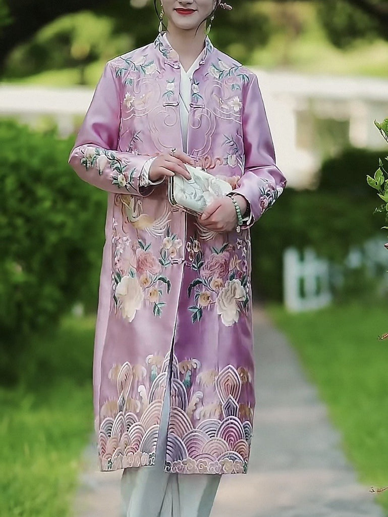 Birds Embroidered Qipao Dress - Dress Album