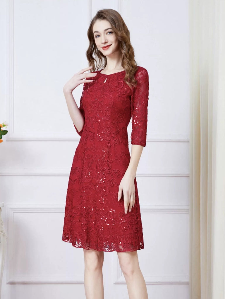 Lace Midi Dress W/ Sequin