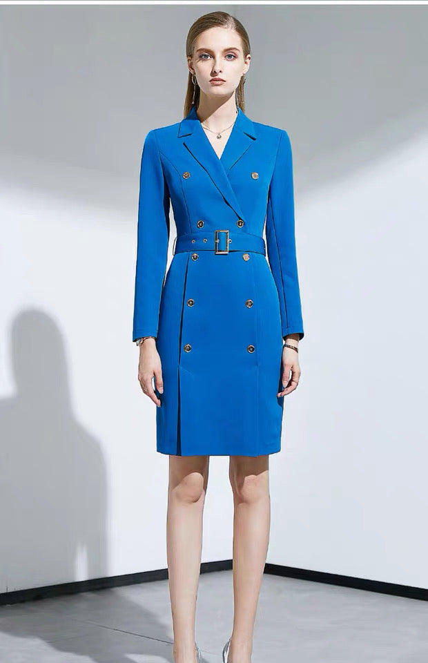 Double Breasted Blazer Dress W/ Belt