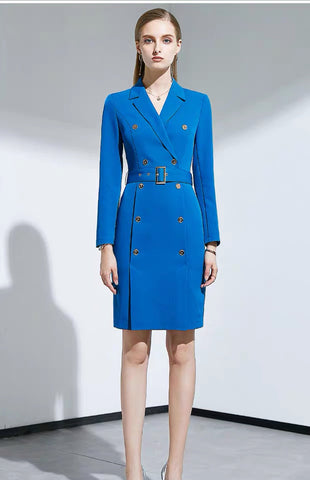 Double Breasted Blazer Dress W/ Belt