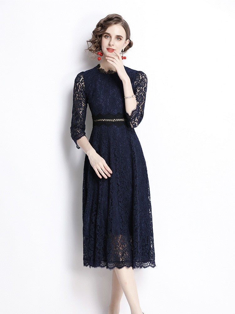 Navy Lace Spring Dress