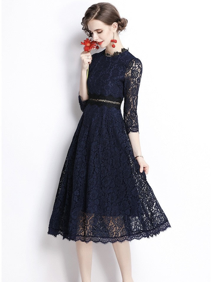 Navy Lace Spring Dress