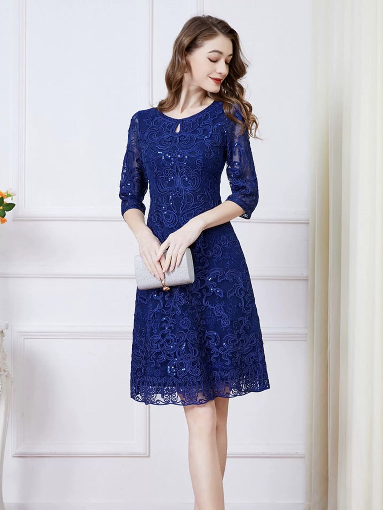 Lace Midi Dress W/ Sequin