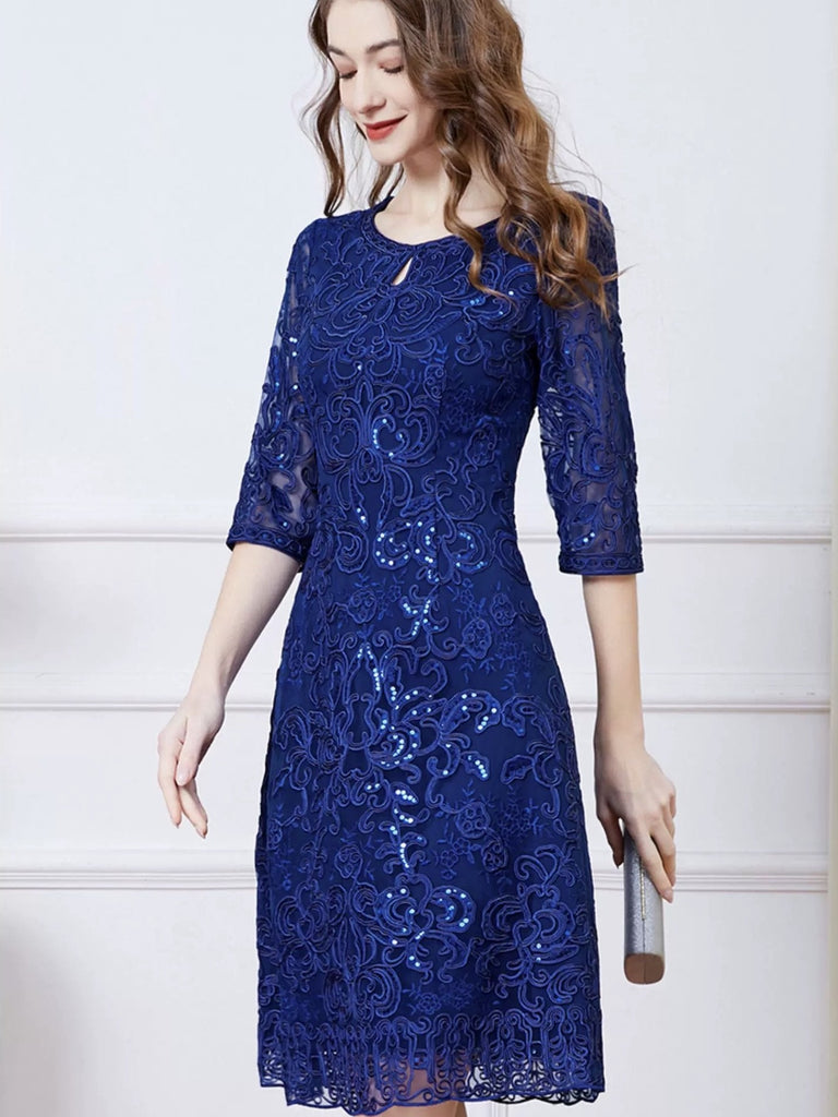 Lace Midi Dress W/ Sequin