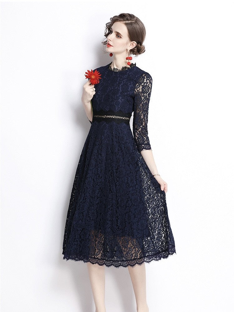 Navy Lace Spring Dress