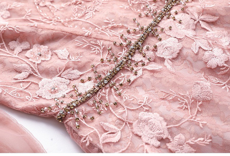 Mesh Midi Dress W/ Embroidery