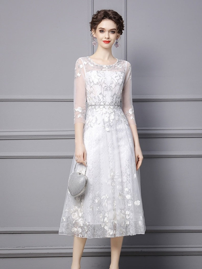 Lace Dress W/ Embroidery