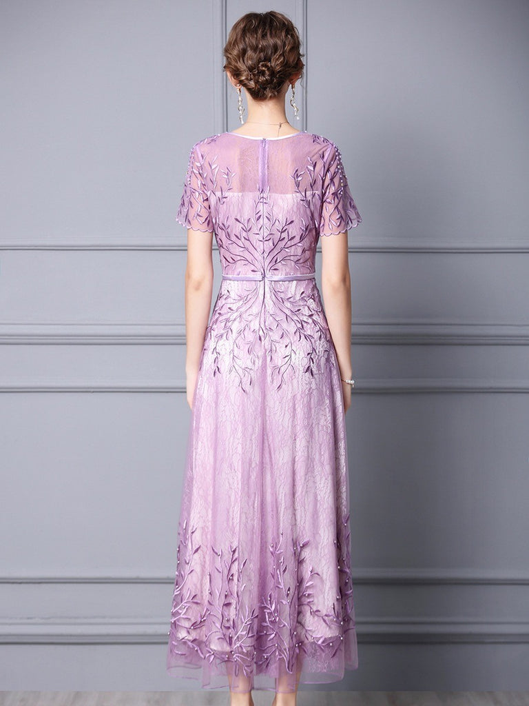 Lace Maxi Dress W/ Beads