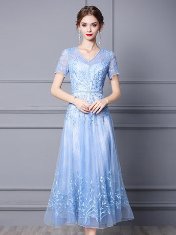 Lace Maxi Dress W/ Beads