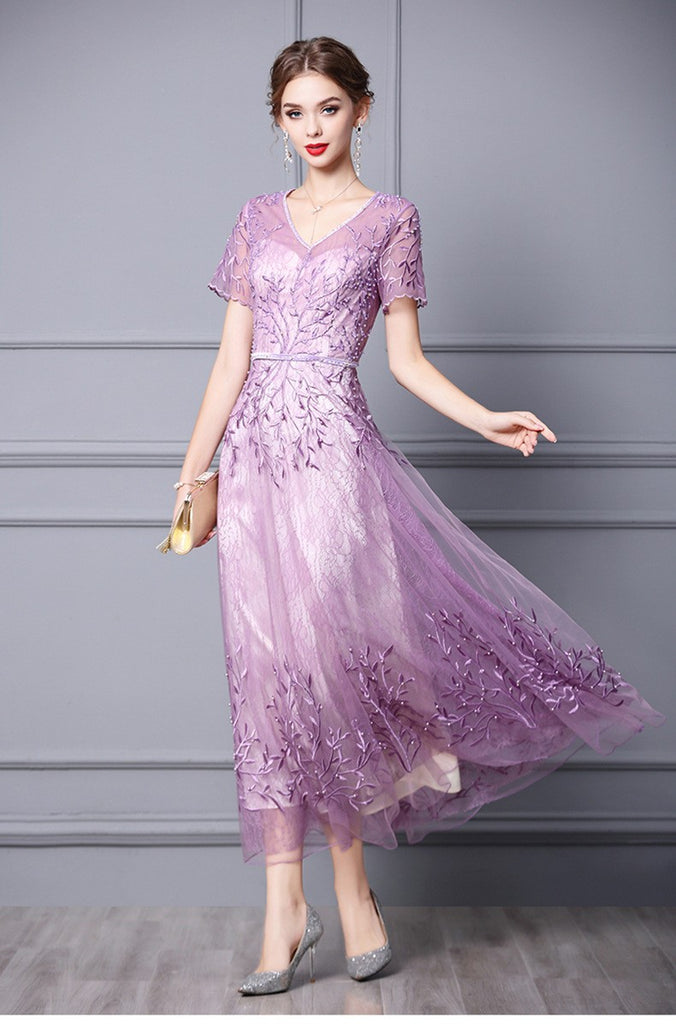 Lace Maxi Dress W/ Beads