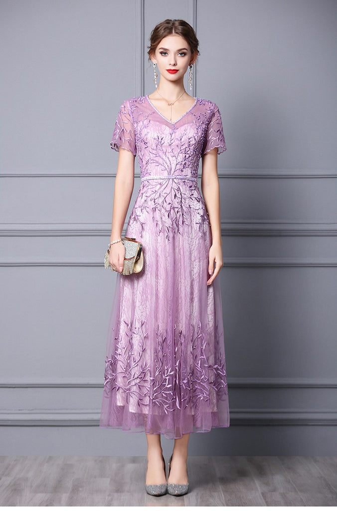 Lace Maxi Dress W/ Beads