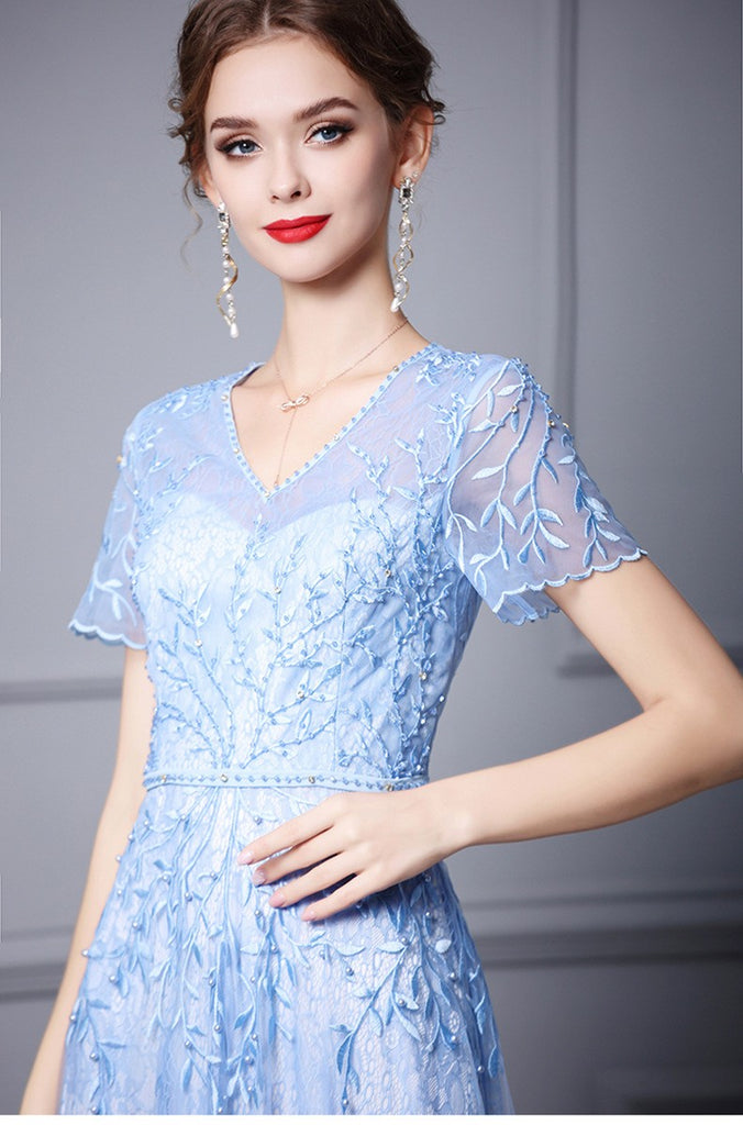 Lace Maxi Dress W/ Beads