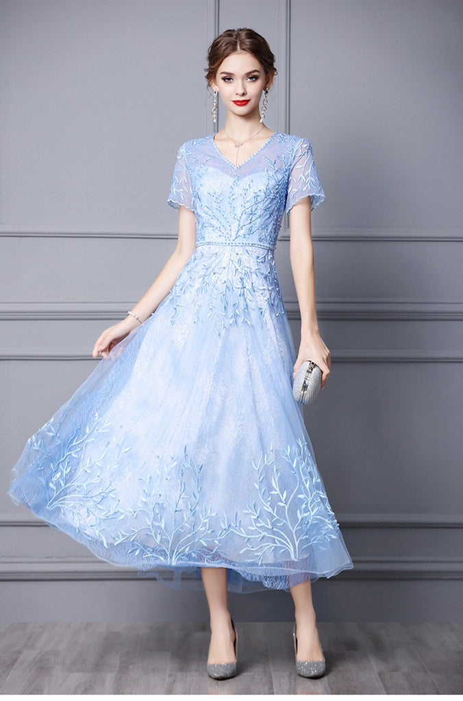 Lace Maxi Dress W/ Beads